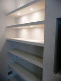 shelves with 

lights